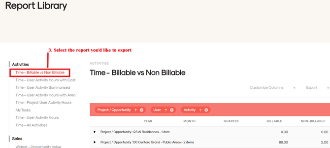 3. Select the report